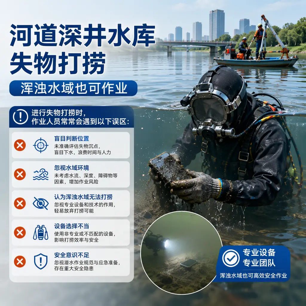 河道深井水库失物打捞，浑浊水域也可作业桂平